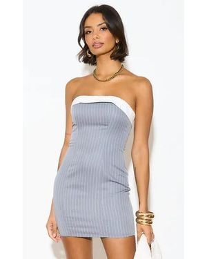 Gini London Panelled Stripe Mini Dress - White