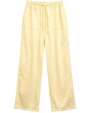 MixRay Mid Waist Straight Leg Cotton Trousers With Tie Closure - Yellow