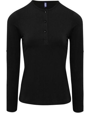 PREMIER Ladies Long John Roll Sleeve Tee - Black