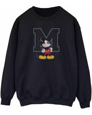 Disney Ladies Classic M Mickey Mouse Sweatshirt - Blue