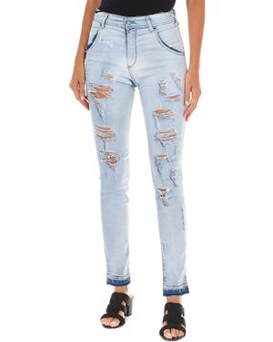 Met Long Denim Trousers Worn And Torn Effect 10Dbf0803 - Blue