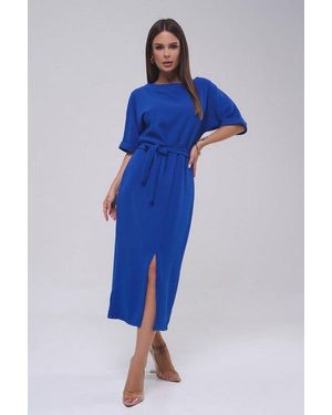 Issa Plus Dag Dames Geweven Jurk In Blauw