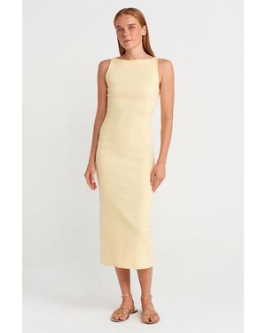 Dilvin Sleeveless Midi Bodycon Dress With Slit - White