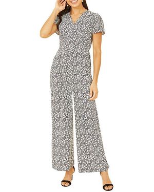 Yumi' Ditsy Gebloemde Jumpsuit - Grijs