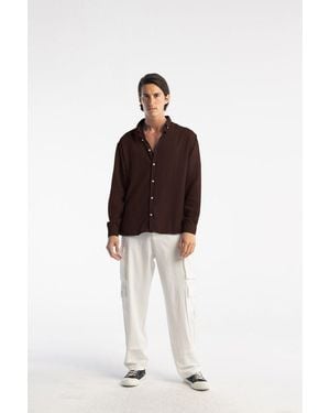 Giesto Oversized Button-Up Long Sleeve Shirt - Multicolour