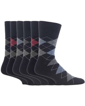 Gentle Grip 6 Pairs Non Elastic Socks - Blue