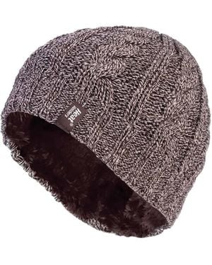 Heat Holders Thermal Fleece Lined Cable Knit Winter Hat - Natural