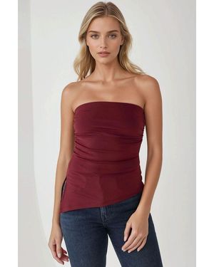 Hiccup Strapless Slim Fit Knitted Top - Red