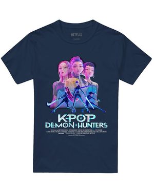K-Pop Demon Hunters Adult Huntr/X Poster T-Shirt - Blue