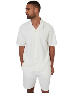 Threadbare Mannen Embley Effen Relaxed Fit Shirt - Wit