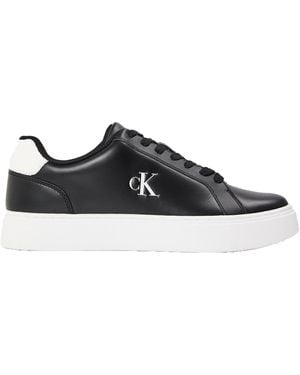 Calvin Klein Klassieke Leren Cupsole Sneakers /Wit) - Zwart