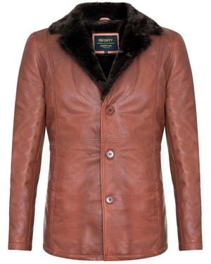 Infinity Leather Reefer Blazer Jacket -Pablo - Red