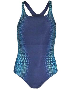 Speedo Medalist Geometrisch Patroon Eendelig Zwempak (Lagune) - Blauw