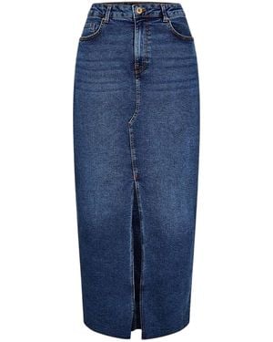 Pieces Denim Kokerrok Voor (Medium Blauw)