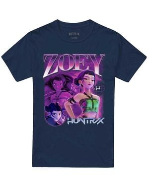 K-Pop Demon Hunters Adult Huntr/X Zoey Bootleg T-Shirt - Blue
