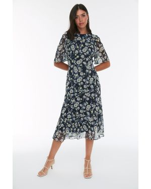 Trendyol Vrouw/Meisje Capuchonmouw Boothals A-Lijn Midi Jurk - Blauw