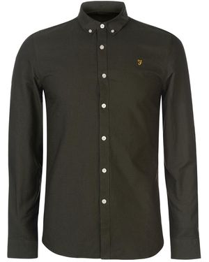 Farah Vintage Oxford-Overhemd Met Lange Mouwen En Knoopsluiting Voor (Donkergroen)
