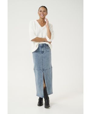 Kaffe Denim Rok Regular Fit Washed Blue Denim - Blauw