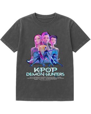 K-Pop Demon Hunters Adult Huntr/X Poster T-Shirt (Vintage) - Grey