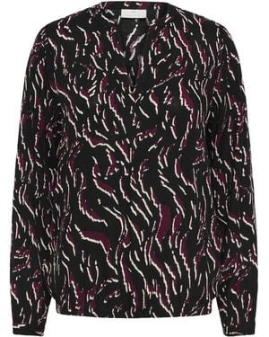 Kaffe Blouse Met Lange Mouwen Kaditte Regular Fit Animal - Zwart