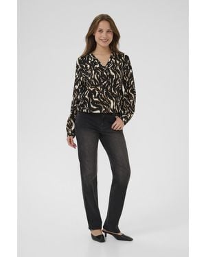 Kaffe Blouse Met Lange Mouwen Kaditte Regular Fit Black Brown - Zwart
