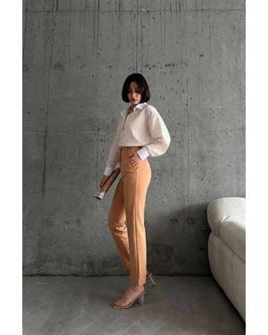 My Fashion High Waist Pleated Tailored Trousers - Grey