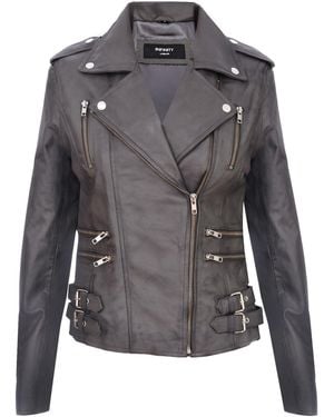 Infinity Leather Brando Biker Jacket-Loddon - Grey