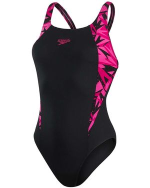 Speedo Hyperboom Splice Muscleback Eèndelig Zwempak (zwart/roze)
