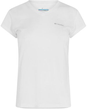 Columbia T-Shirt Met V-Hals En Logo, Normale Pasvorm - Wit