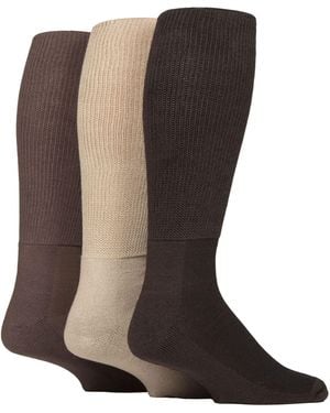 IOMI 3 Pack Ladies Knee High Soft Bamboo Diabetic Socks - Brown