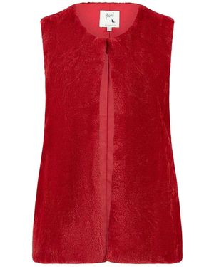 Yumi' Mouwloos Vest Zonder Kraag Van Imitatiebont Voor - Rood