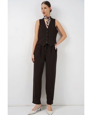 Bigdart V-Neck Crepe Waistcoat - Black