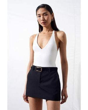Dilvin Slim Fit Cut-Out Halter Bodysuit - Blauw