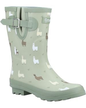 Cotswold Ladies Farmyard Alpaca Mid Calf Wellington Boots - Green