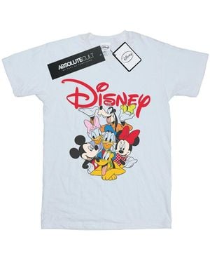 Disney Ladies Mickey Mouse Crew Cotton Boyfriend T-Shirt - White