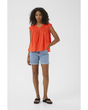 Kaffe Mouwloos Shirt A-Shape Grenadine - Oranje
