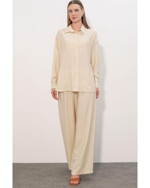 Bigdart Textured Button-Up Long Sleeve Shirt - Natural