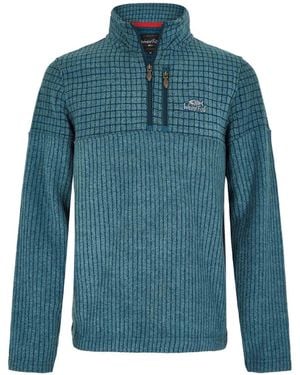 Weird Fish Longmont Grid Eco Friendly Quarter Zip Fleece Top (Deep Sea) - Blue