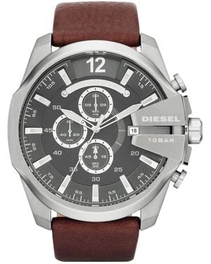 DIESEL Mega Chief Watch Dz4290 Leather - Metallic