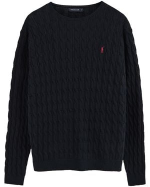 POLO CLUB Cable-Knit Jumper With Rigby Go Logo Cotton - Black