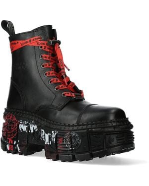 New Rock Punk Platform Leather Boots-Wall126Cct-C1 - Black