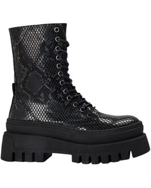 Steve Madden Coast Slangenprint Platform Combat Boots - Zwart