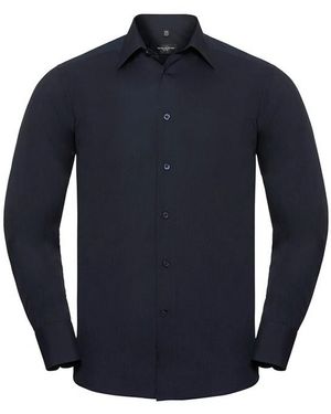 Russell Collection Polycotton Easy-Care Long-Sleeved Formal Shirt (French) - Blue