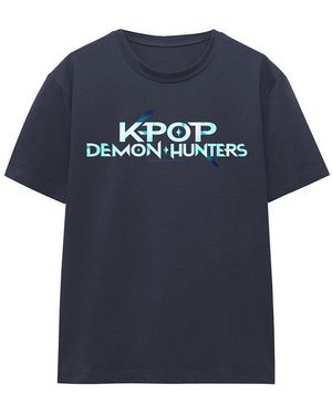 K-Pop Demon Hunters Ladies Colour Logo T-Shirt (Deep) - Blue