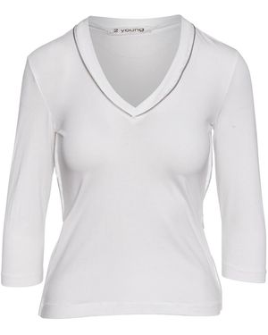 Conquista Top Met Ritsdetail V-hals - Wit