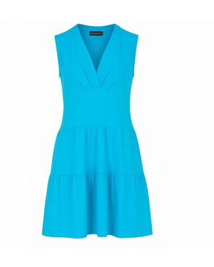 Conquista Mouwloze Jurk Van Turkoois Katoenjersey - Blauw