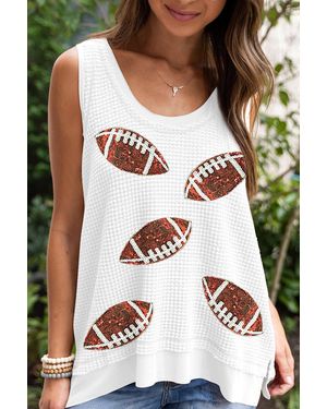 Azura Exchange Pailletten Voetbal Applicatie Tanktop - Wit