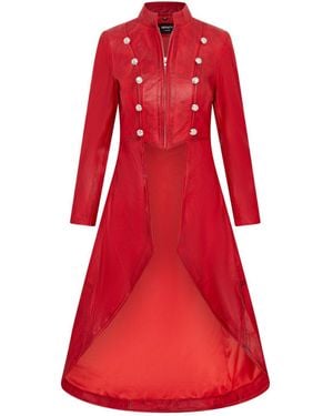 Infinity Leather Gothic Full Length Edwardian Coat - Red