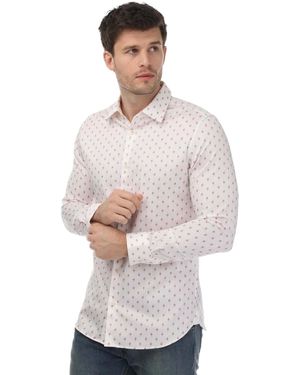 Ted Baker Ardea Geometrisch Shirt Met Lange Mouwen (wit) - Grijs