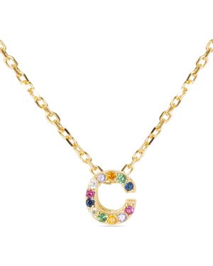 Luxenter Sterling Zilver 925 Ketting Met Veelkleurige Zirkonia Afgewerkt In 18k Geel Goud - Metallic